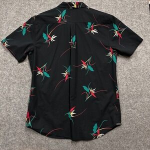 Vans Off The Wall Mens Short Sleeve Tropical Shirt  L Bird of Paradise Black Red